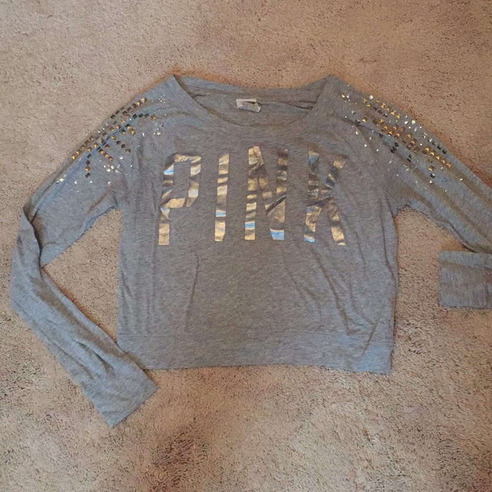 PINK cropped glam long sleeve top medium